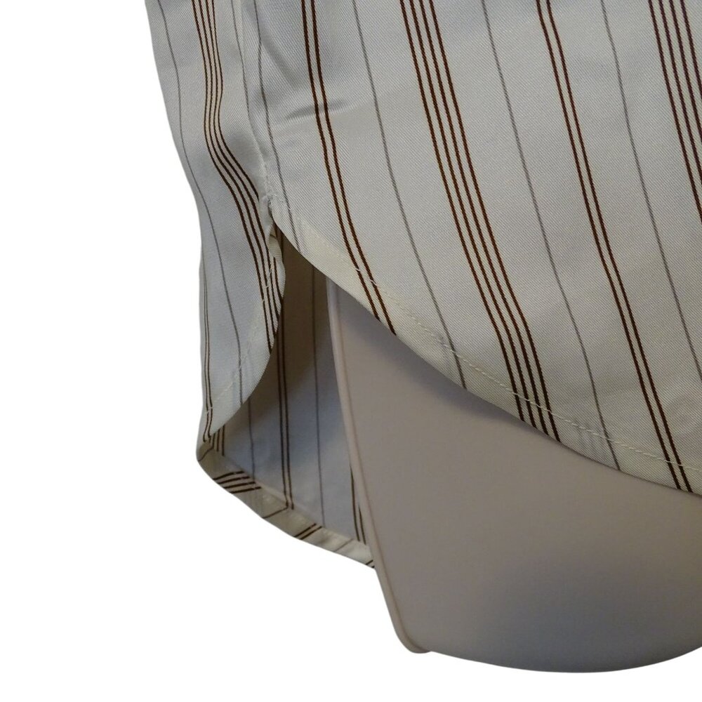 Banana Republic Classic Perfect Silky Shirt Stripe Button Up Brown Size M NEW - Picture 5 of 13